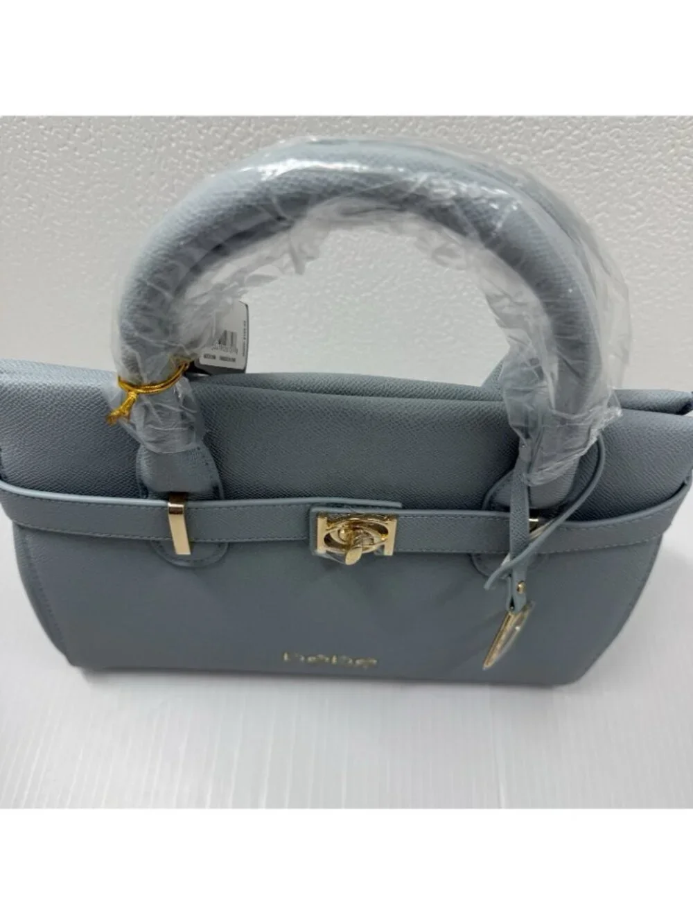 Bebe Los Angeles Evie Satchel NWT Light Blue Gold Hardware Crossbody Bag Work